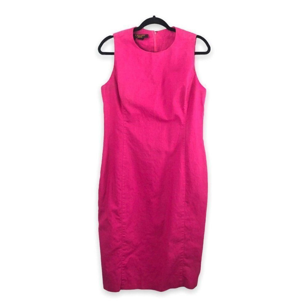 Vintage Gillian Size 12 Studio‎ Pink Career Secretary Linen Blend Retro Dress